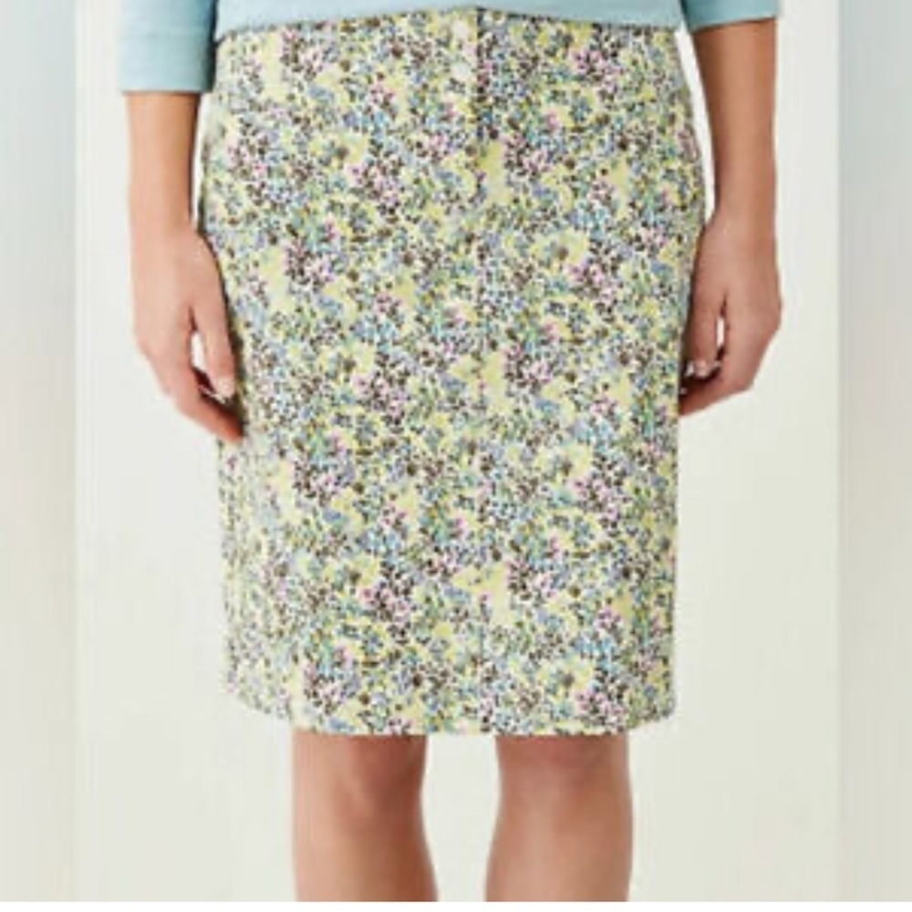 Women's J Jill Live-In Chino Pencil Skirt Blue & Purple Floral size 10 petite
